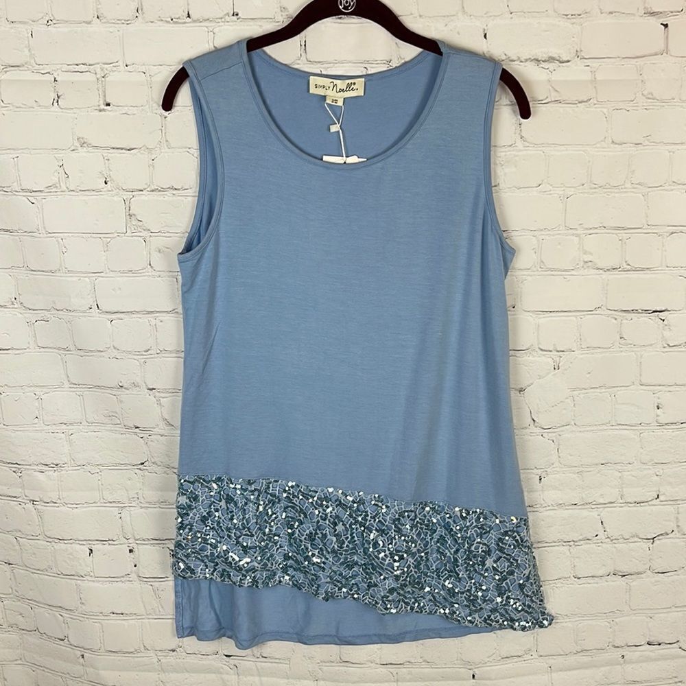 Simply Noelle Asymmetrical Blouse with Sequin Hem NWT